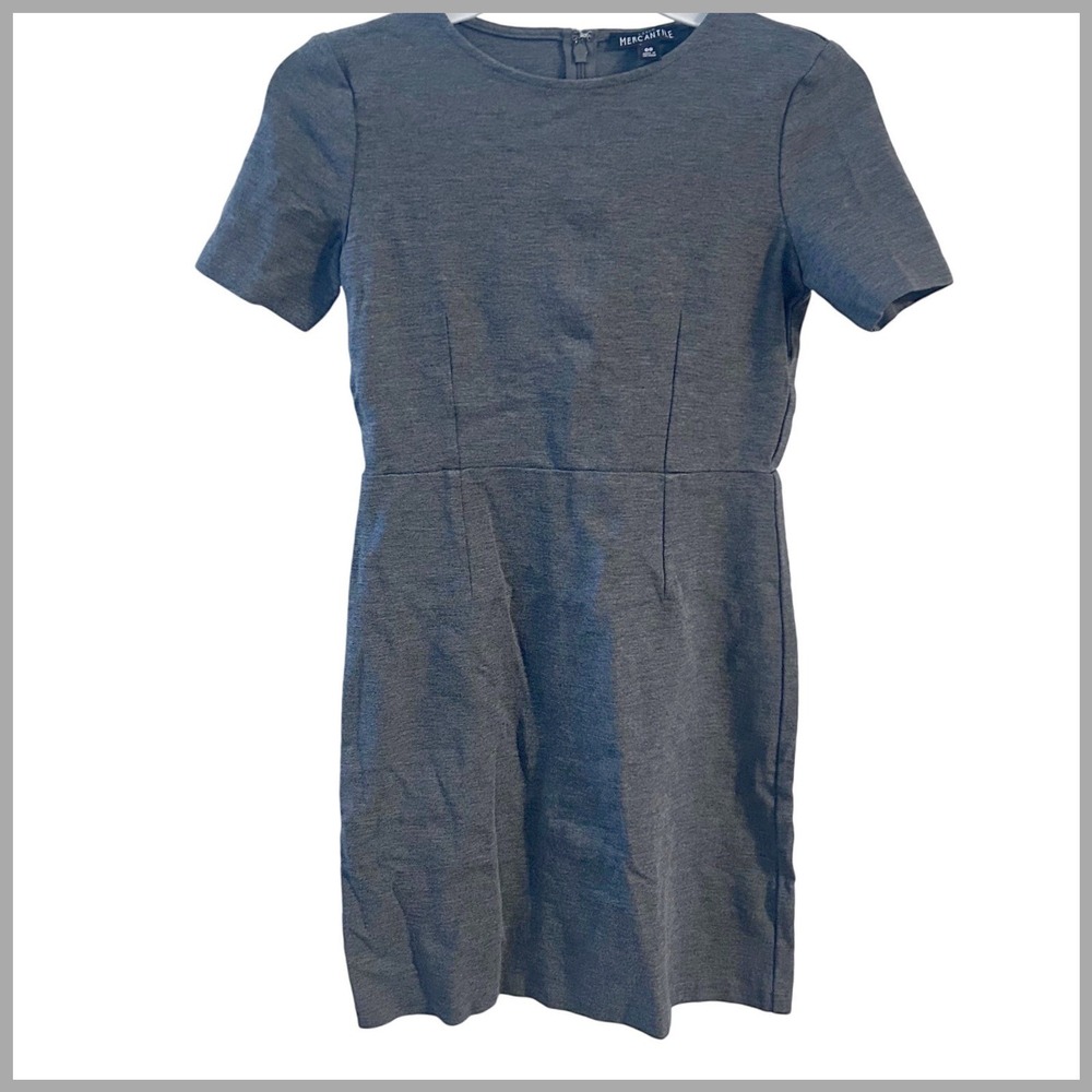 J Crew Mercantile Gray Sheath Dress Short Sleeve‎ Zipper Back Size 00